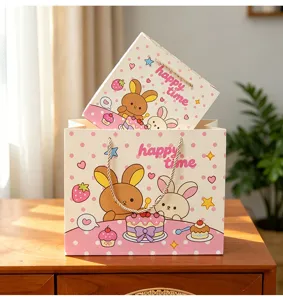 Niedliche Cartoon Kaninchen Geschenktüte Set, stylische Papiertüten für Geburtstag und Party.