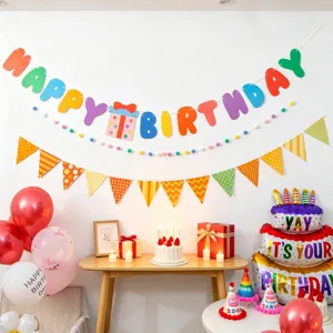 Geburtstag Party Deko Set Banner Luftballons bunte Wimpel festliche Feier Zubehör