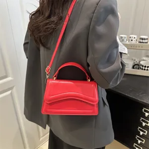 Elegante bolso de hombro monocolor para mujer bolso de mano de cuero PU rojo elegante verano
