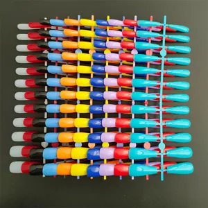 Uñas postizas coloridas largas puntas de uñas acrílicas conjunto de soporte de exhibición