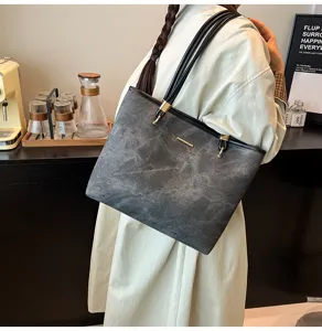 Vrouwen grote capaciteit tote tas stijlvolle shopper schoudertas casual PU handtas 2025