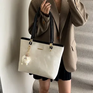 Dames Grote PU Leer Tote Tas Stedelijk Minimalistisch Schoudertas Casual Handtas