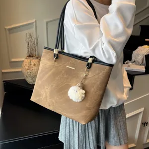 Grote capaciteit shopper tas voor vrouwen elegante schoudertas PU leer bruin