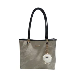 Dames Grote Capaciteit Tote Tas Schoudertas Handtas met Schattige Pluche Hanger voor Werk