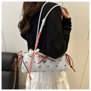 Chic sweet bow underarm bag women summer 2025 new minimalist niche high-value shoulder handbag