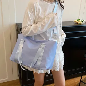 Koreanischer Stil minimalistische große Fitness Reise Umhängetasche Damen blau