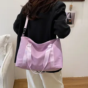 Koreanischer Stil einfache große Kapazität Fitnessstudio Tasche lila Handtasche Damen