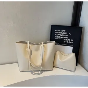 Κομψή μινιμαλιστική μεγάλη τσάντα shopper και τσαντάκι σετ για γυναίκες τσάντα