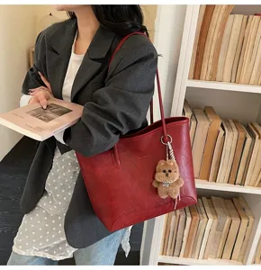 Bolso tote grande de piel sintética estilo coreano para mujer elegante bolso de hombro de oficina