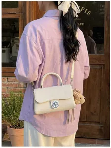 Borsa a tracolla quadrata chic da donna con chiusura in metallo, elegante borsa da spalla.