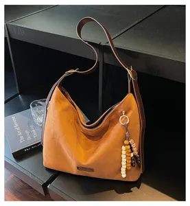 Retro suede shoulder bag for women autumn trendy hobo underarm bag casual commuter tote.
