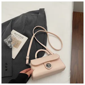 Borsa a tracolla rosa chic con chiusura a torsione, elegante borsa in ecopelle da donna per ufficio.