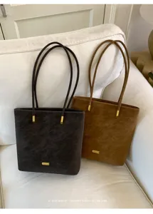 Minimalistische Retro Shopper Schultertasche, edle Plüsch große Kapazität Alltagstasche