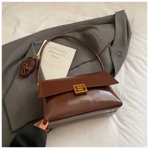 Donna Borsa A Tracolla In Pelle Cerata Chic Elegante Borsa Sottobraccio Stile Di Lusso Borsetta