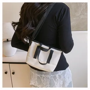 Japanese style casual solid color canvas crossbody shoulder bag for women daily fashion use