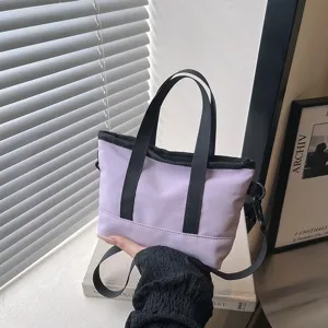Women canvas shoulder crossbody bag trendy solid color casual messenger bag for daily use