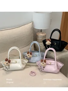 Stylish women's handbag tote bag casual versatile crossbody bag with cute pendant design