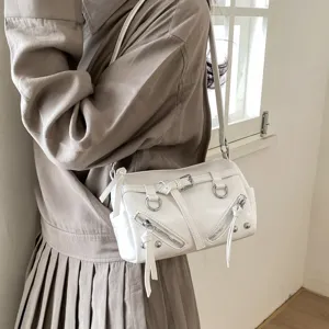 2026 New Niche Design Rivet Tassel Barrel Bag High-End Large Capacity Commuter Shoulder Bag
