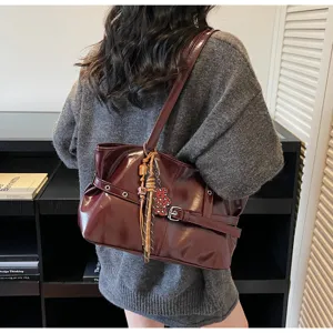 Borsa a tracolla in pelle verniciata vintage per donna borsa casual da giorno