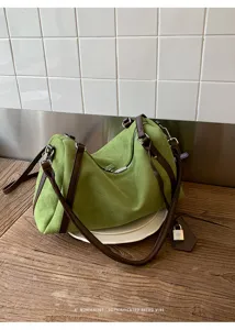 Bolso cruzado de ante verde para mujer, bolso bandolera retro casual para oficina.