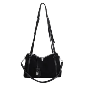 Bolso bandolera de cuero negro para mujer bolso de cercanías moda bolso versátil chic