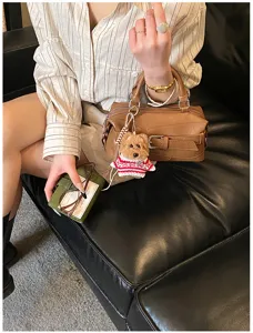 2026 Spring new women bowling bag Boston shoulder handbag stylish PU leather cross body purse