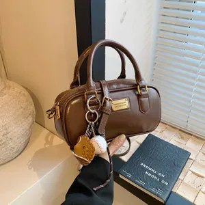 Women Fashion Commuter PU Leather Boston Bag Casual Crossbody Handbag Autumn Winter Chic Top Handle Satchel Bag