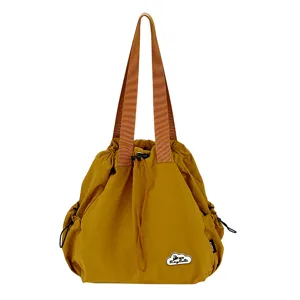 Bolso de hombro de nailon para mujer con cordon casual de gran capacidad y ligero.