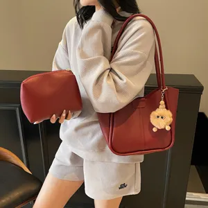 Γυναικείο Τσάντα Ώμου από Συνθετικό Δέρμα PU Casual Patchwork Bucket Bag Fashion Underarm Bag Simple Tote Bag Daily Handbag