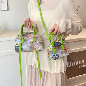 Femmes Mignon Animal Dessin Animé Motif Cuir PU Coquillage Sac Bandoulière Couleur Contrastée Sac à Main Quotidien Décontracté Sac Bandoulière