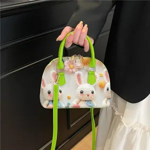 Sac à bandoulière pour femme avec imprimé dessin animé mignon, sac à main rétro tendance.