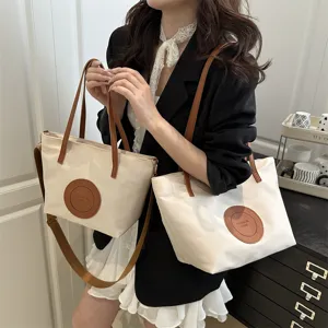 Women Oxford Cloth Tote Bag Casual Color Block Shoulder Crossbody Bag Fashion Daily Chic Handbag