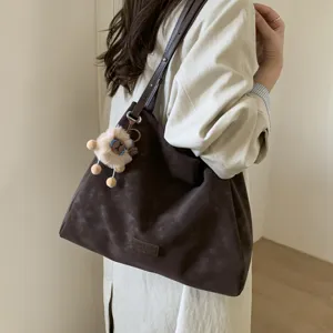Women matte solid color tote bag large capacity shoulder handbag for daily commuting shopping