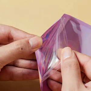 Reusable holographic resealable bag with secure zipper closure for jewelry packaging