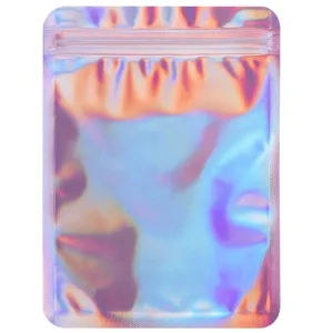Premium holographic laser resealable ziplock bag for jewelry and cosmetic packaging