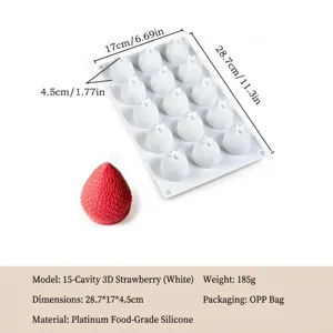 Detail der 15-fach 3D-Erdbeerform-Kuchenform aus lebensmittelechtem Silikon