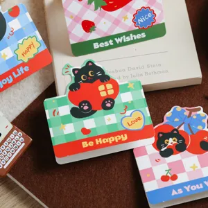 Cute black cat folding greeting cards, sweet love message cards for friends and classmates.