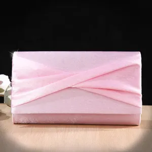 Women Pleated Satin Evening Bag Wedding Bridesmaid Dress Handbag Elegant Chain Crossbody Bag Fashion Clutch Purse