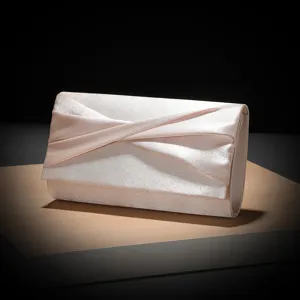 Satin evening clutch bag for women with elegant pleated design for parties and weddings.
