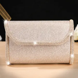 Women Luxury Rhinestone Evening Bag Sparkling Crystal Clutch Purse Wedding Party Crossbody Chain Shoulder Bag For Ladies