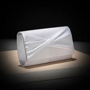 Elegant pleated satin evening clutch bag for women, perfect for parties and formal events.