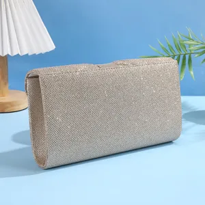 Borsa da sera pochette glitterata da donna, elegante borsa da festa con patta.