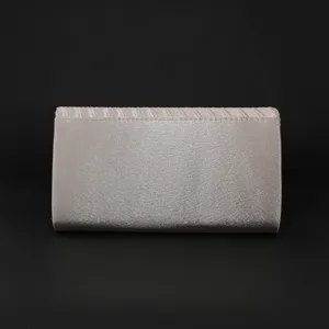 Elegant satin evening clutch bag with pleated flap design, perfect for party and banquet events.