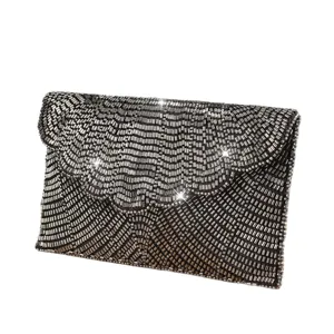 Elegante borsa da sera con perline per donna, pochette a bustina con paillettes brillanti.