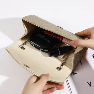 Elegante borsa da sera glitterata con tracolla a catena per donne matrimonio festa principale
