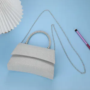 Sparkling rhinestone evening bag with chain strap, elegant crystal handbag for party prom.