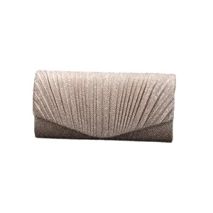 Elegant pleated glitter evening clutch bag for women, stylish party handbag for formal events.