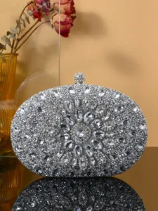 Exquisite rhinestone evening clutch bag featuring dazzling crystal details for parties and formal events.
