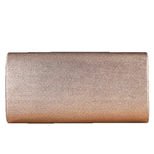 Shimmer rose gold evening clutch bag for women wedding party elegant chain shoulder bag.