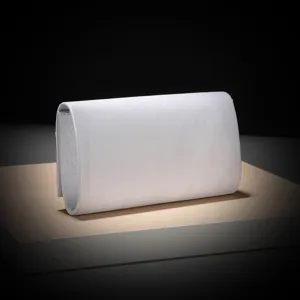 Elegant white satin evening clutch bag detail view, perfect for party, wedding and prom.